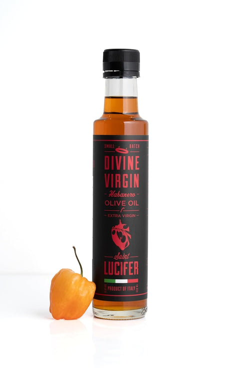 8.5oz 250ML Saint Lucifer, Divine Virgin - Habanero Extra Virgin Olive Oil, - | Gluten Free, Sugar Free, Vegan