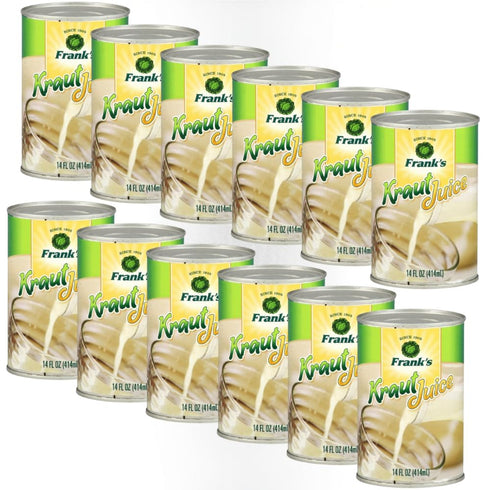 14oz (12 Pack) Franks Kraut Juice Cans Tangy Sauerkraut Juice from Naturally Fermented Cabbage | Gluten-Free, Vegan