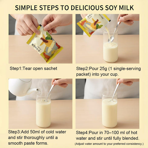 xapuo 750g 30 Packs Instant Yellow Soy Milk Powder Pure Whole Bean, No Sugar, No Additives, Single-Serve For Your Daily