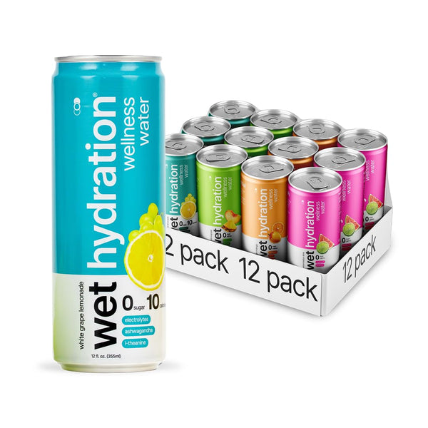 Wet Hydration, Zero Calorie, Functional Wellness Water - 4 Flavors Variety Pack