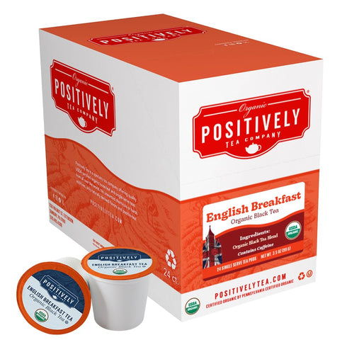 24 Organic Positively Tea Company, English Breakfast Black Tea, K-Cup Compatible, Pods