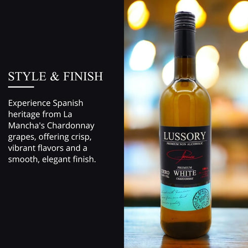 0.0% (750ml, 2 Lussory Premium Chardonnay Alcohol Removed Dealcoholized Non Alcoholic White Wine From Spain, Low