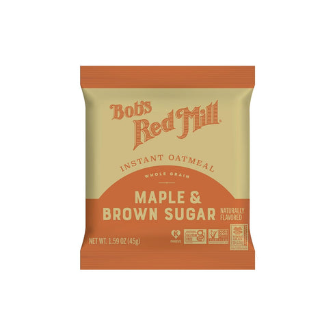 6 Packets Bob's Red Mill Instant Oatmeal, Maple Brown Sugar, Total, Non-GMO, Gluten Free, Whole Grain