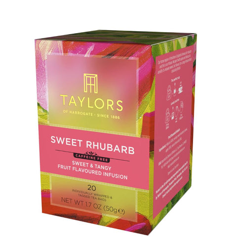 20 Count (Pack 6), 120 Taylors of Harrogate Sweet Rhubarb, Herbal Tea, Individually Wrapped Bags, of Vibrant
