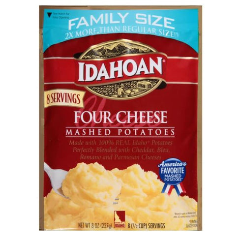 Idahoan Four Cheese Mashed Potatoes Family Size 8 oz. (Pack of 4)