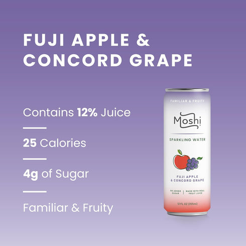 12 Pack (Pack 12, Moshi Asian Flavored Sparkling Water - Carbonated Drink Made With Real Fruit Juice - No Added Sugar