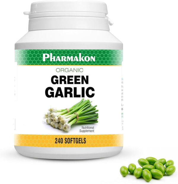 PHARMAKON Organic Green Garlic, Potent Softgels, Wholesome, Reduced Odor.