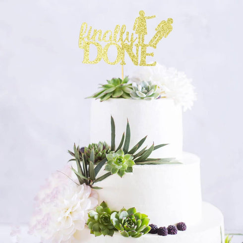 XIUHUBA Glitter Divorce Cake Topper, Finally Done, Gold Glitter, Divorce Party Decor