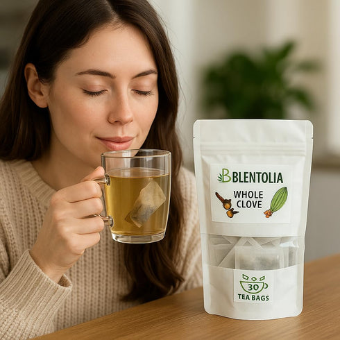 BLENTOLIA 30 100% Immune Whole Clove Herbal Tea Bags Warming & Aromatic Spice Tea Natural Caffeine-Free & Digestive