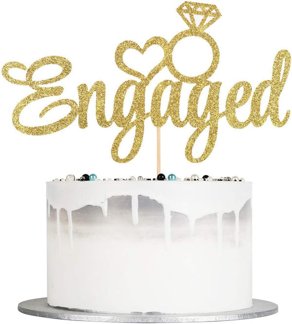Engaged Cake Topper for Engagement Wedding Party Decorations Supplies