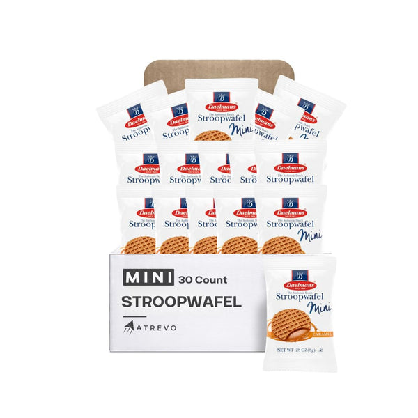 ATREVO Stroopwafel Caramel Mini 30 Count, Individually Wrapped Dutch Waffle Cookies, Holiday Office