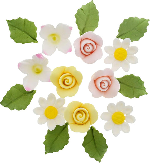 Global Sugar Art Summer Blossom, Roses and Leaves Edible Sugar Cake &