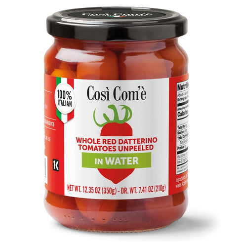 Cosi Come - Datterino Red Tomatoes Unpeeled in Water, Datterini Tomatoes in