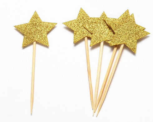 Mefuny 40 Pieces Gold Little Star Cupcake Toppers, Food Picks for Baby Shower Decor and Cupcake Parties
