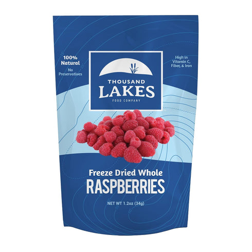 Thousand Lakes Freeze Dried Fruit - Raspberries 1.2 Ounces, No Sugar Added, 100% Whole Raspberries