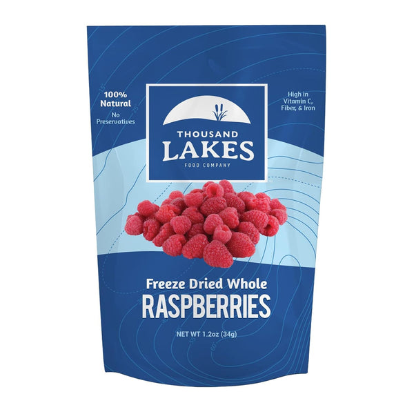 Thousand Lakes Freeze Dried Fruit - Raspberries 1.2 Ounces, No Sugar Added, 100% Whole Raspberries