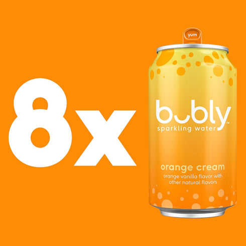 12 Oz (Pack 8) bubly Sparkling Water, Orange Creamsicle, Zero Sugar & Zero Calories, Fl Cans