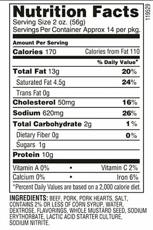 Summer 28 Summer Summer Cloverdale Tangy Sausage Ounce Gluten-Free, No Added MSG Sausage, Charcuterie Sausage (Original