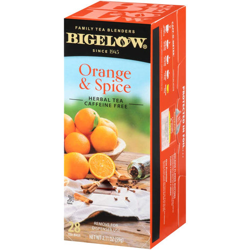 Bigelow Orange & Spice Herbal Tea - 28-Count Box, Caffeine-Free Soothing Herbal Tea with Citrus Twist