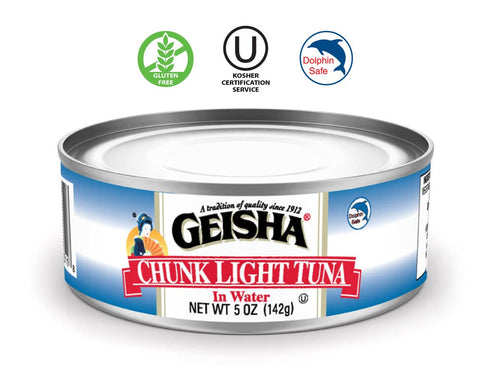 5oz(Pack 24), 3 GEISHA Chunk Light Tuna In Water of Canned Skipjack Tuna | No Trans Fat - No Sugar Added Kosher