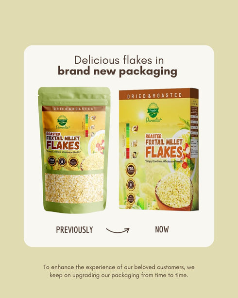 (450g/17oz) Danodia Foods Organic Foxtail Millet Flakes | Roasted & Ready-to-Eat | Ideal for Porridge, Puddings