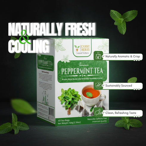 40 Canny Herbs Peppermint Tea, Mint Tea Bags Teabags, Herbal, Mint Leaves, Caffeine-free, Digestive and Calm Support
