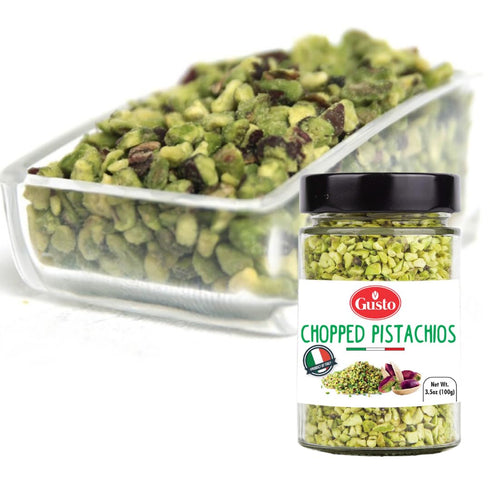 Chopped Pistachios, 3.5 oz (100 g), Sicilian Raw Crumbles from Bronte, Sicily, Non-GMO by Gusto ETNA