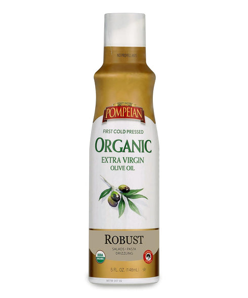 Pompeian Organic Extra Virgin Olive Oil | Non-Stick Cooking Spray, 5 FL. OZ. | Full-Bodied Flavor for Salads, Pasta