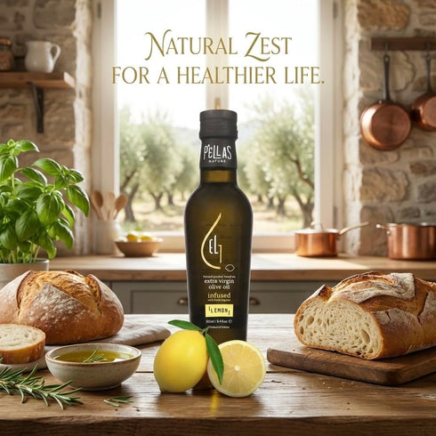 8.45 oz Organic Lemon Infused Extra Virgin Olive Oil French Glass Bottle, Single Origin Ultra Premium Gourmet Cooking