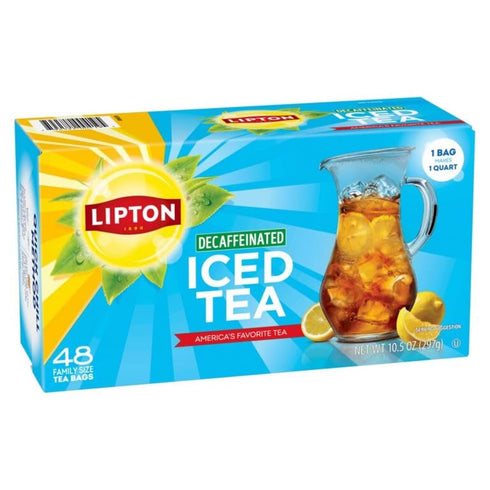 48 Count (Pack 2) 96 Lipton Decaf Black Iced Tea Bags, Family Size, Zero Calories, of Total Tea Bags, Decaffeinated