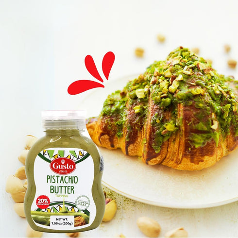 200 (7.05 oz), GUSTO ETNA Pistachio Cream/Butter, Squeeze Botttle g Sicilian Pistachio Cream, Ideal for coffee