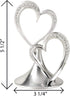 Sparkling Love Double Hearts Cake Topper, 5.5-Inches, Metal with Rhinestones, Silver