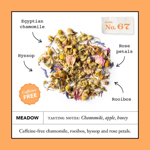 67, 15 0.85oz Steven Smith Teamaker Meadow No. Chamomile, Rooibos, Hyssop & Rose Petals, Herbal Tea Blend
