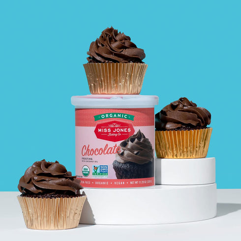 Miss Jones Baking Organic Buttercream Frosting, Vegan-Friendly, Perfect for Icing and Decorating, Rich Fudge