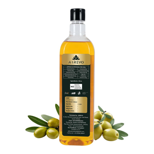 (1000ML) AIREVO Extra Virgin Olive Oil -Cold Pressed, Rich in Vitamin E & K, Heart-Healthy MUFA, Ideal for Salad