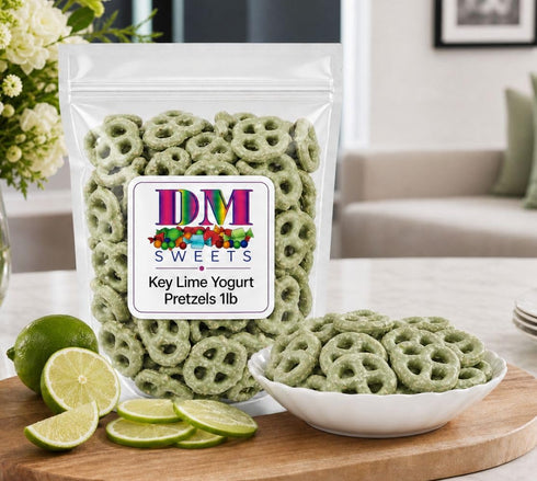 DM Sweets 1 lb Key Lime Yogurt Covered Pretzels Resealable Bag | Sweet & Tangy Crunchy Snack | Gourmet YogurtDipped