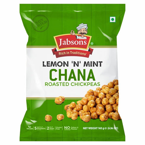 Jabsons - Lemon and Mint Chana, 140g (Roasted Chickpeas)