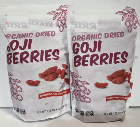 Generic Organic Made Nature Sun-Dried Unsulfured GOJI Berries 20oz 567g (Two Bags), standard