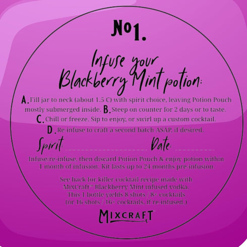 MixCraft Spirit Infusion Kit - Premium Cocktail & Mocktail Mixer, Blackberry Mint, Glass Bottle, Flavor Pouch & Recipe,