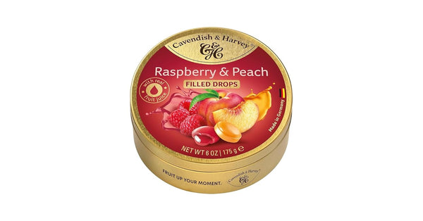 Cavendish & Harvey Limited Edition Raspberry and Peach Candy Drops Real Fruit Juice