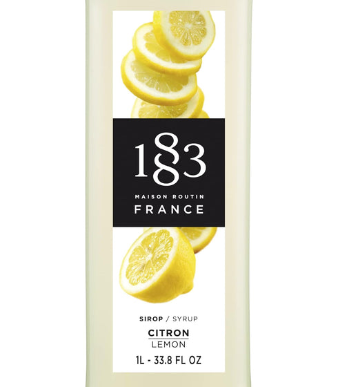 1883 1 Lemon Syrup for Drinks, Made in France, Liter Plastic Bottle