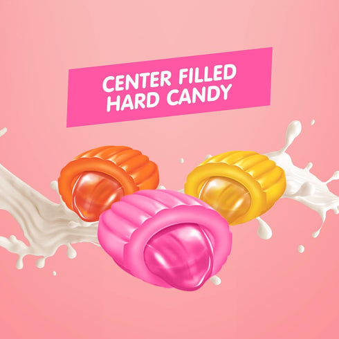 Pack, 2.2 lbs Candy Break Fruit & Cream Candy, Center Filled Hard Candies with Banana, Peach, Strawberry Flavors, Fruit