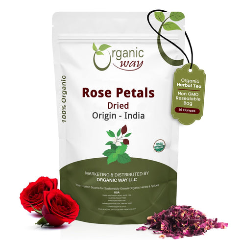 Organic Way Rose Petals Dried (Rosa Centifolia) - Pure, Edible & Fragrant