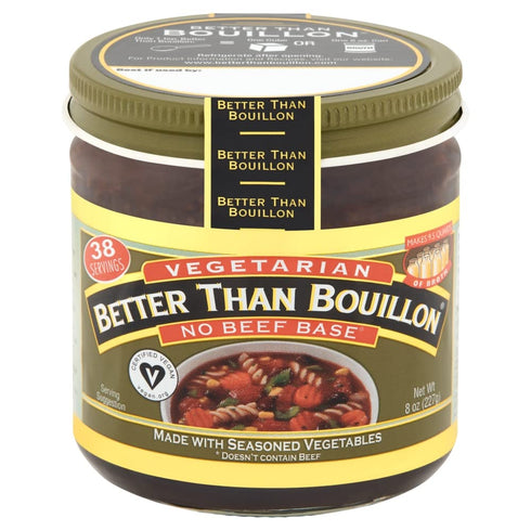 9.5 38 8 (Pack 1) Better Than Bouillon Vegetarian No Beef Base, Made with Seasoned Vegetables, Certified Vegan, Makes