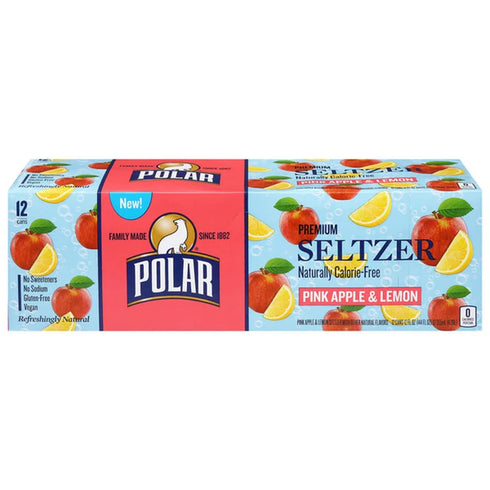 POLAR 12 oz 12 pack Seltzer Water, Pink Apple & Lemon, fl cans