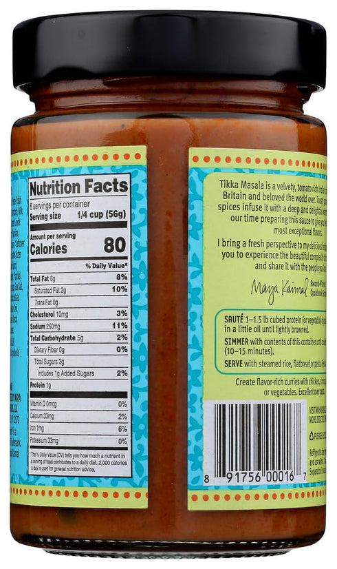 SMMR 12.5 OZ MAYA KAIMAL SAUCE TIKKA MASALA, by Maya Kaimal