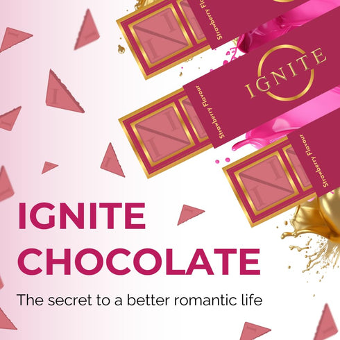 60% Ignite Chocolate Bars - Premium Strawberry flavor Chocolate Squares for Couples - Cocoa, Vegetarian - Crafted