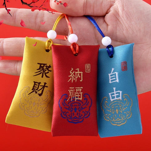 Labriciyon 1Pc Spiritual Salt Pouch,Spiritual Salt with Sachet, Buddhist Pouch Necklace, for Money,Happiness, Chinese