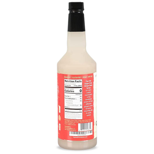 32 32oz Top Hat Keto Sugar Free Diet Ginger Beer Syrup - Made with Organic Monk Fruit Zero Sugar Ginger Syrup for Soda
