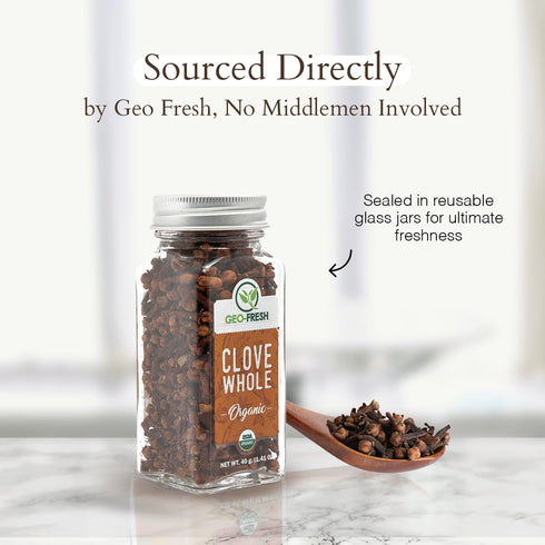 1.41 oz (40g) Geo-Fresh Cloves Whole Organic - - Organic Cloves Whole - USDA Certified, Non-GMO, Kosher, Gluten Free